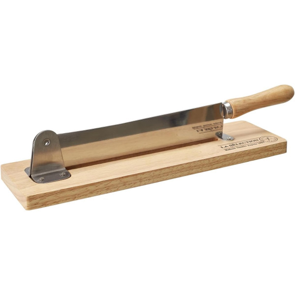 Trancheuse à pain - Couteau + support - Bois et acier - 25x5cm - Cuisine