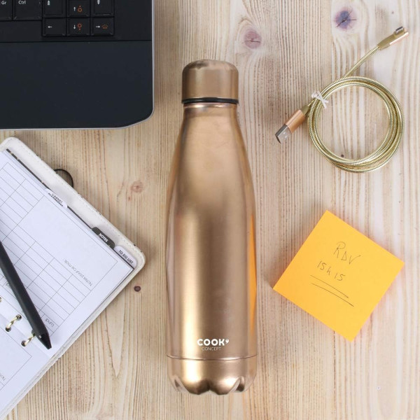 Bouteille isotherme - Inox - Rose Doré - Chaud/Froid - 50cl - Double paroi