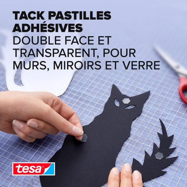 Pastilles adhésives - Transparent - Repositionnable - Pour petits objets - 72 pièces - TESA