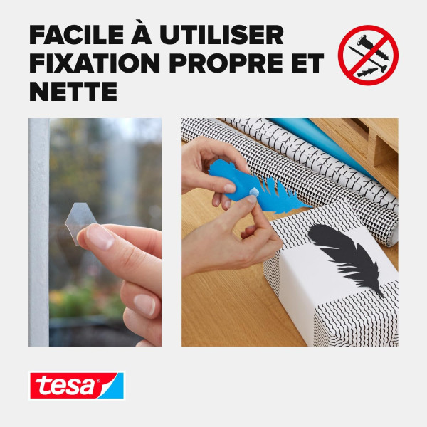 Pastilles adhésives - Transparent - Repositionnable - Pour petits objets - 72 pièces - TESA