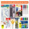 photo-Pack de fournitures scolaires - Crayons, colle, ciseaux, feutres, règle - 44 pièces - Rentrée des classes