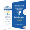 Papier dessin - 24x32cm - Blanc - 180g - 12 feuilles - Dessin - Peinture - Clairefontaine