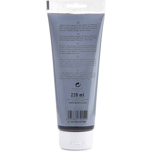 Peinture gouache - Noir trichrome - 51 - Fine - Pébéo - Studio Gouache - 220ml
