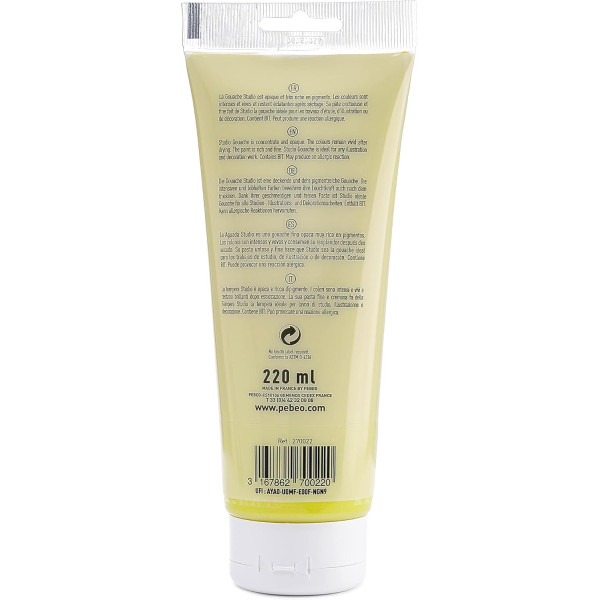 Peinture gouache - Jaune citron - 22 - Fine - Pébéo - Studio Gouache - 220ml