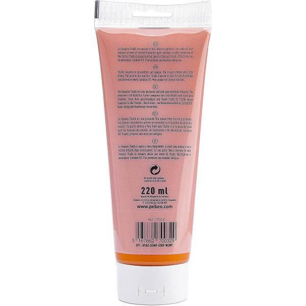 Peinture gouache - Orange vif - 32 - Fine - Pébéo - Studio Gouache - 220ml