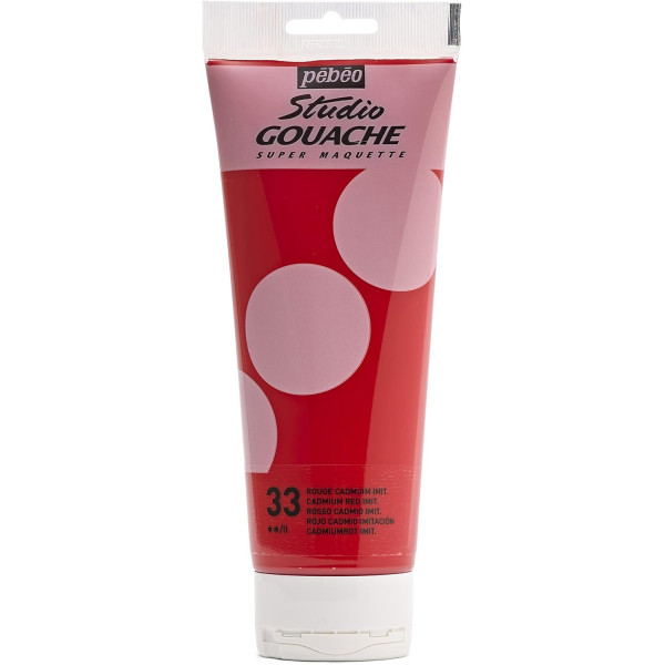 photo-Peinture gouache - Rouge cadmium - 33 - Fine - Pébéo - Studio Gouache - 220ml