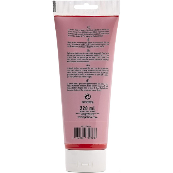 Peinture gouache - Rouge cadmium - 33 - Fine - Pébéo - Studio Gouache - 220ml