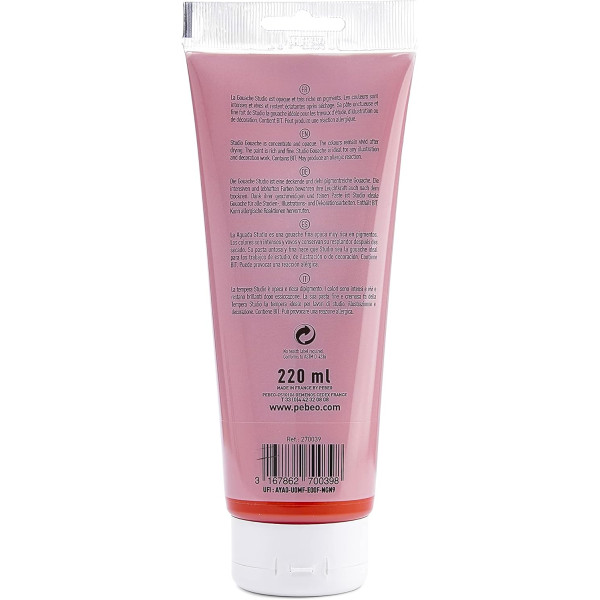 Peinture gouache - Vermillon - 39 - Fine - Pébéo - Studio Gouache - 220ml