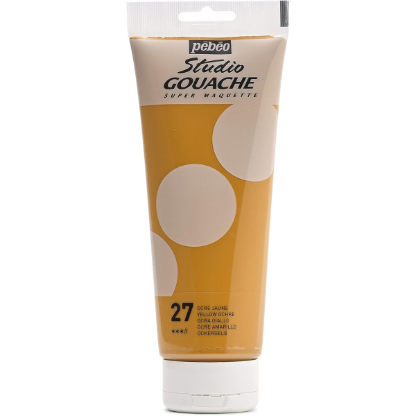 photo-Peinture gouache - Ocre jaune - 27 - Fine - Pébéo - Studio Gouache - 220ml