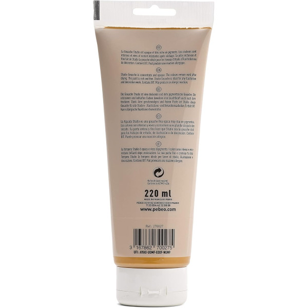 Peinture gouache - Ocre jaune - 27 - Fine - Pébéo - Studio Gouache - 220ml