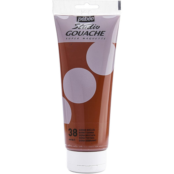 photo-Peinture gouache - Sienne brûlée - 38 - Fine - Pébéo - Studio Gouache - 220ml