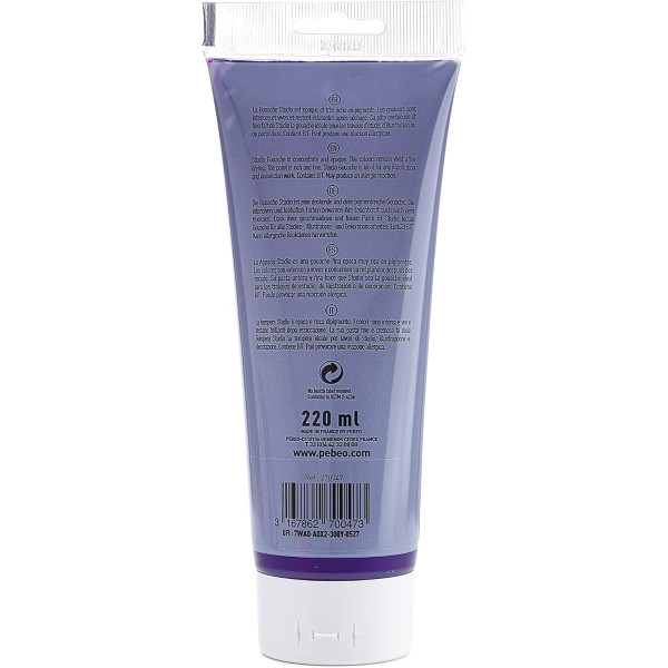 Peinture gouache - Violet cobalt - 47 - Fine - Pébéo - Studio Gouache - 220ml