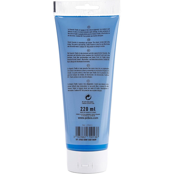Peinture gouache - Bleu ceruleum - 13 - Fine - Pébéo - Studio Gouache - 220ml