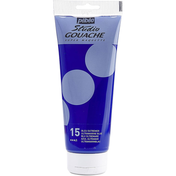 photo-Peinture gouache - Bleu outremer - 15 - Fine - Pébéo - Studio Gouache - 220ml