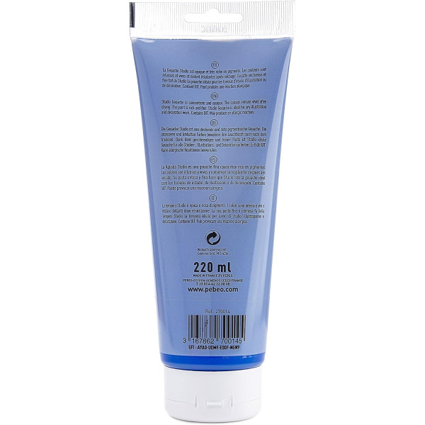 Peinture gouache - Bleu cobalt - 14 - Fine - Pébéo - Studio Gouache - 220ml