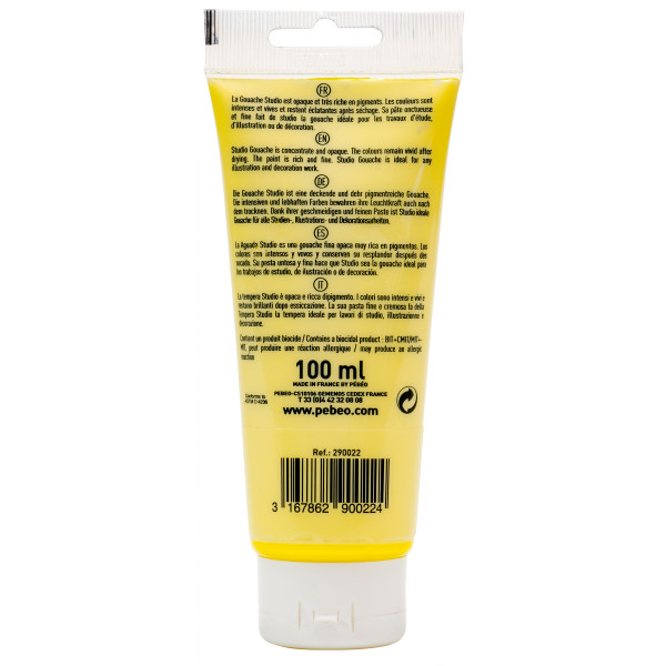 Peinture gouache - Jaune citron - 22 - Fine - Pébéo - Studio Gouache - 100ml