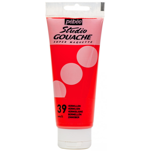 photo-Peinture gouache - Vermillon - 39 - Fine - Pébéo - Studio Gouache - 100ml