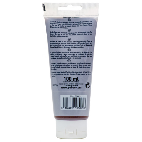 Peinture gouache - Ombre brûlée - 29 - Fine - Pébéo - Studio Gouache - 100ml