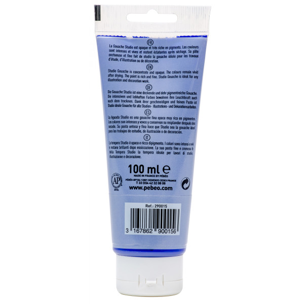 Peinture gouache - Bleu outremer - 15 - Fine - Pébéo - Studio Gouache - 100ml