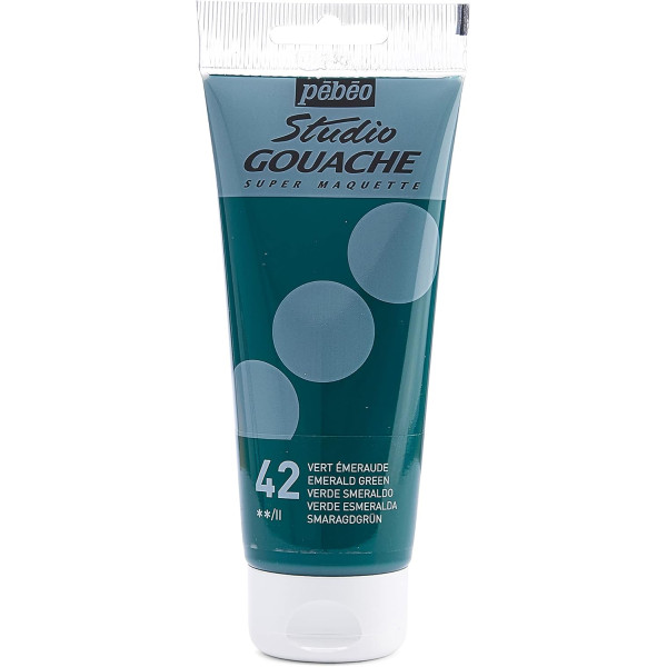 photo-Peinture gouache - Vert émeraude - 42 - Fine - Pébéo - Studio Gouache - 100ml