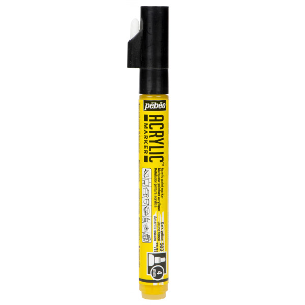 Feutre - Marqueur - Acrylic Marker - Pébéo - Jaune foncé - 503 - Pointe ronde - 4mm