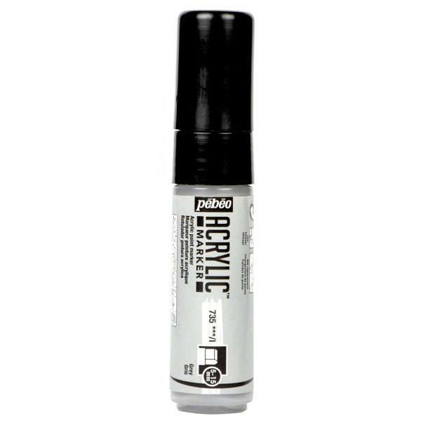 photo - Feutre - Marqueur - Acrylic Marker - Pébéo - Gris - 707 - Pointe large - 5 à 15mm