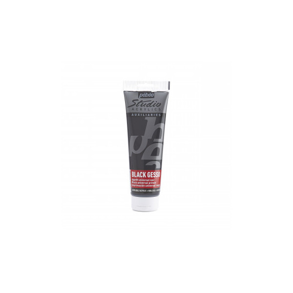 photo - Gesso - Apprêt - Noir - Acrylique - Huile - Gouache - Pébéo - Tube de 250ml