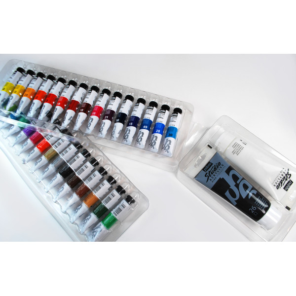 Peinture acrylique - Étude et Fine - 30 tubes de 20 ml + 2 tubes de 100ml - Pébéo Studio Acrylics