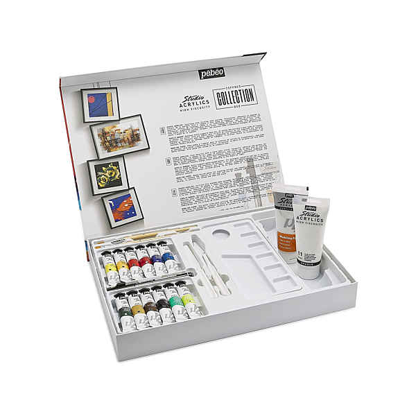 Coffret peinture acrylique - Fine - Haute viscosité - Pébéo Studio Acrylic - 23 pièces