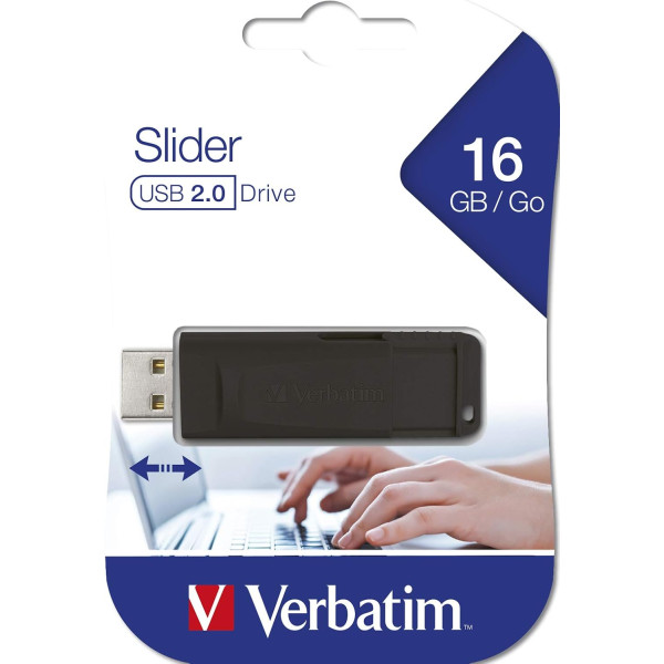 Clé USB - 16GO - Noir - Photos, vidéos, fichiers - Compatible Windows - Verbatim