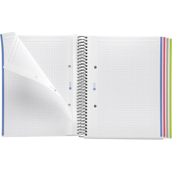 Cahier - A5 - Petits carreaux - Spirales - Couverture rigide - 100 feuilles - Miquelrius
