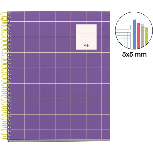 Cahier - A5 - Petits carreaux - Spirales - Couverture rigide - 100 feuilles - Miquelrius