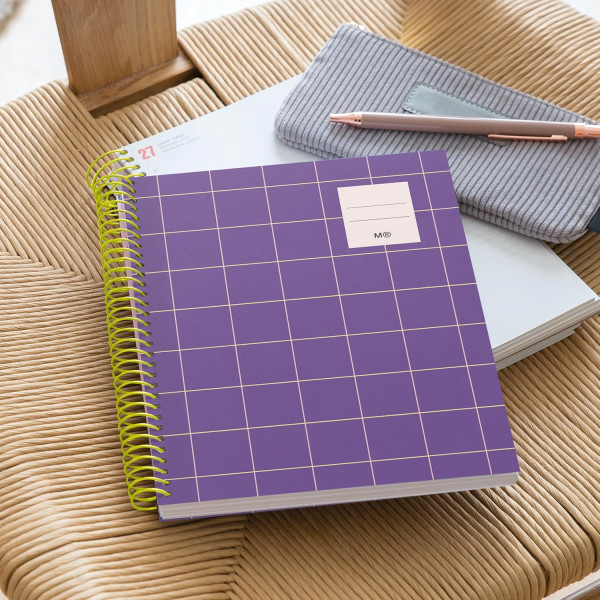 Cahier - A5 - Petits carreaux - Spirales - Couverture rigide - 100 feuilles - Miquelrius