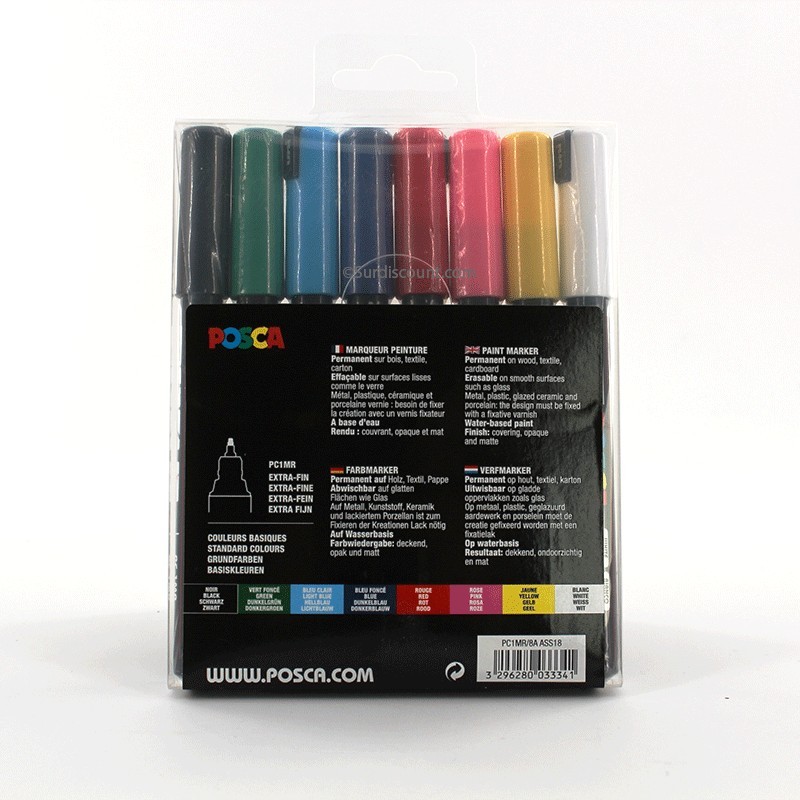 SET 8 MARQUEURS EXTRA FIN ASSORTIS PC1MR - POSCA | à seulement 19,99 €