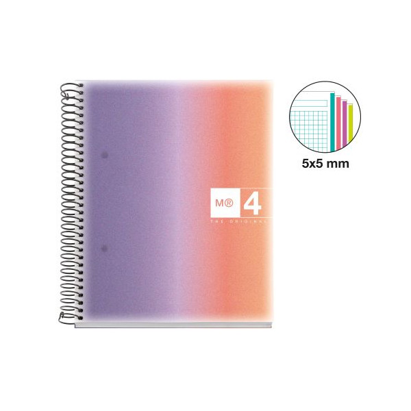 Cahier - A5 - Petits carreaux - Spirales - Couverture rigide - 120 feuilles - Miquelrius