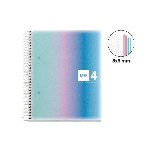 Cahier - A5 - Petits carreaux - Spirales - Couverture rigide - 120 feuilles - Miquelrius