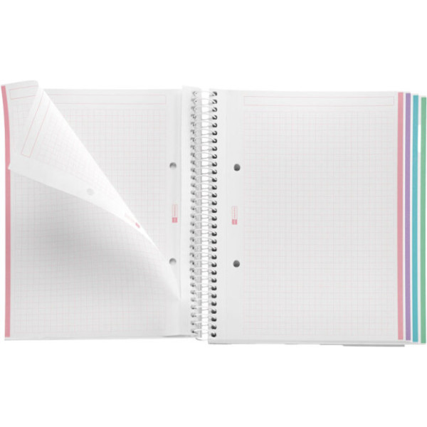 Cahier - A5 - Petits carreaux - Spirales - Couverture rigide - 120 feuilles - Miquelrius