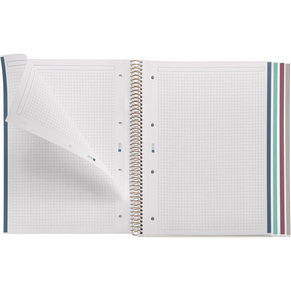 Cahier - A4 - Petits carreaux - Spirales - Couverture rigide - 100 feuilles - Miquelrius