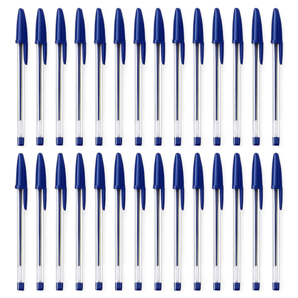 Stylos à bille - Encre bleue - Pointe moyenne - Boîte de 50 pièces - Bureau - Scolaire