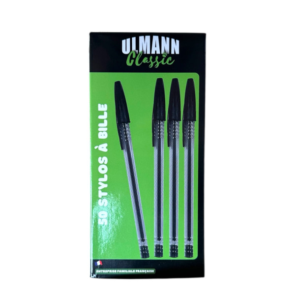 photo-Stylos à bille - Encre noire - Pointe moyenne - Boîte de 50 pièces - Bureau - Scolaire