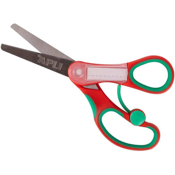 photo-Ciseaux scolaires - Enfant - Avec étiquette pour le prénom - 13,5cm - Rouge