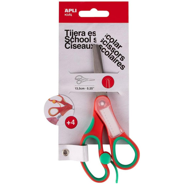 Ciseaux scolaires - Enfant - Avec étiquette pour le prénom - 13,5cm - Rouge