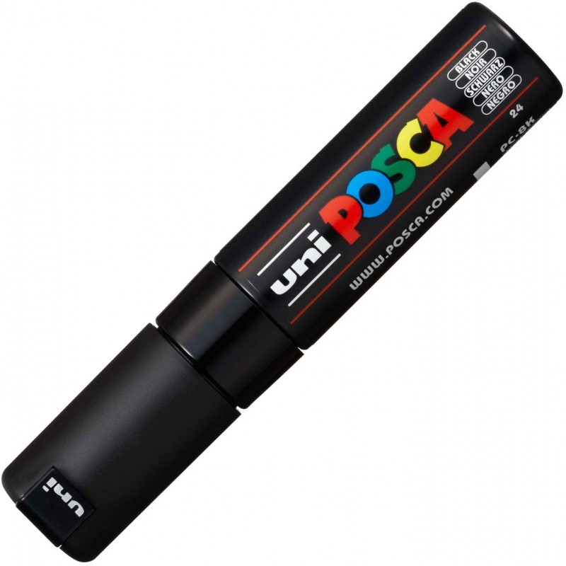 Marqueur Pointe Large Biseautee - Noir- Pc8K - Posca | Surdiscount
