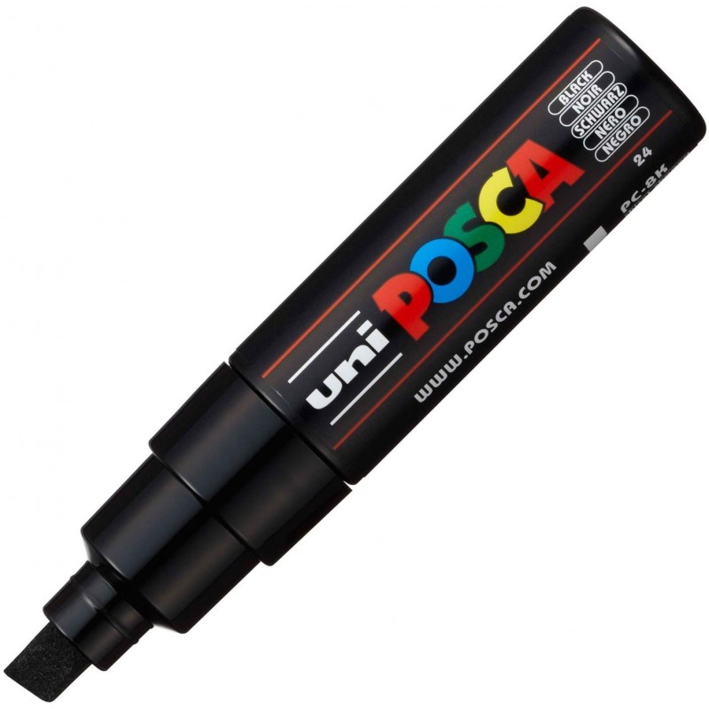 Marqueur Pointe Large Biseautee - Noir- Pc8K - Posca pas cher