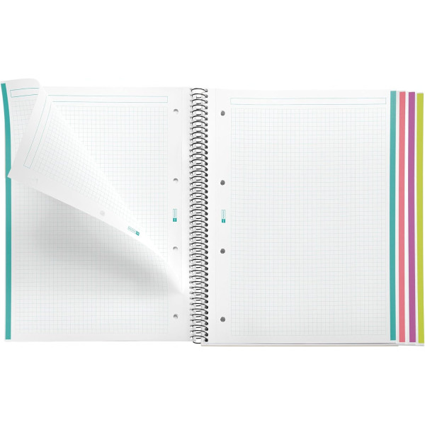 Cahier - A4 - Petits carreaux - Spirale - 120 pages - Couverture polypro - Miquelrius