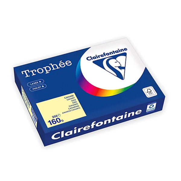 photo-Ramette de papier - A4 - Jaune canari - 160g - Impression - 250 feuilles - Clairefontaine Trophée