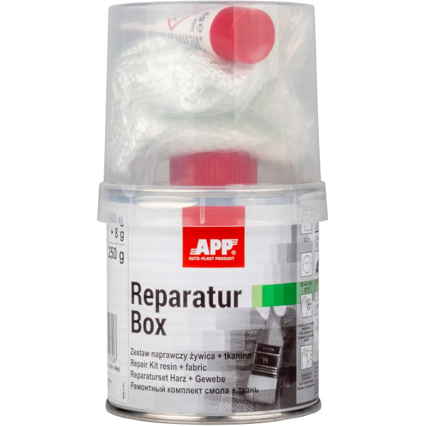 photo-Kit de réparation - Carrosserie - Résine polyester + fibre de verre + durcisseur - APP