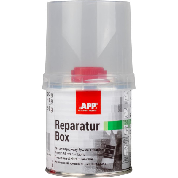 Kit de réparation - Carrosserie - Résine polyester + fibre de verre + durcisseur - APP