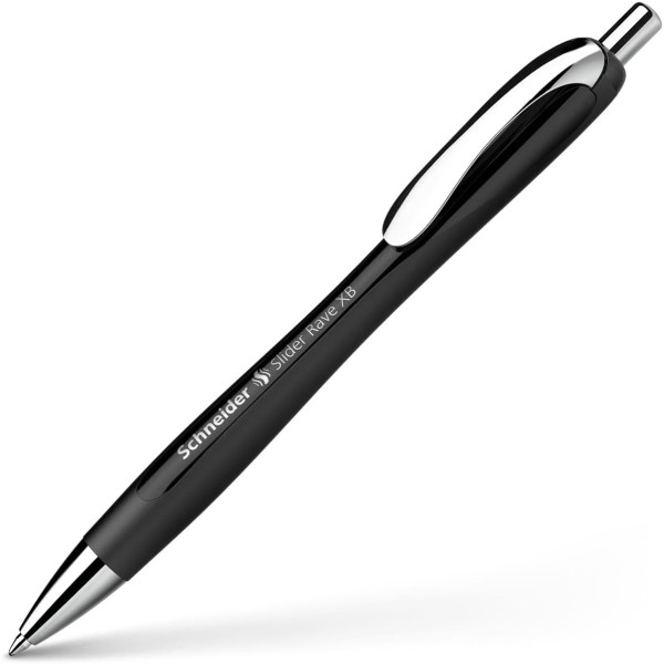 photo-Stylo à bille - Encre bleue - Pointe large - Corps noir - Rétractable - Schneider Slider Rave