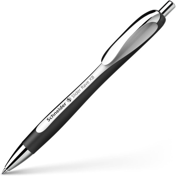 photo-Stylo à bille - Encre bleue - Pointe large - Corps blanc/noir - Rétractable - Schneider Slider Rave